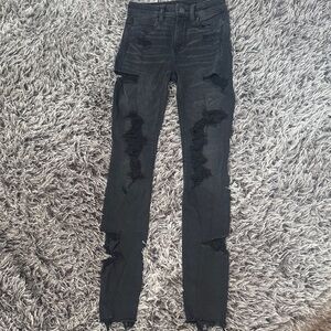 American Eagle Black Ripped Skinny Jeans